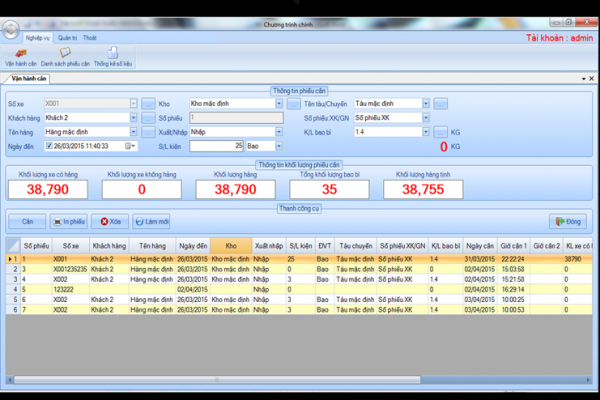 Phần mềm quản lý, giám sát hệ thống cân đóng bao, dây chuyền cân đóng bao